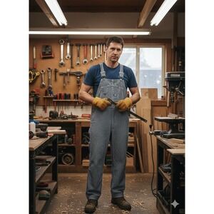 BIG SMITH Hickory Stripe Denim Bib Overalls 38x32 Workwear Blue Union Made